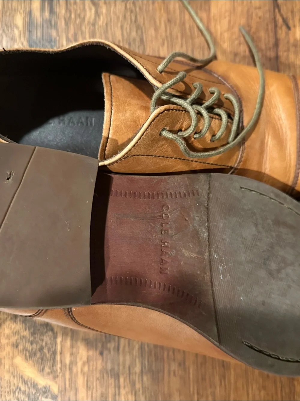 Cole Haan Men's Cognac Leather Cap-Toe Derby Oxfords